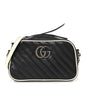 Vintage Effect Calfskin Matelasse Diagonal Small Torchon GG Marmont Chain Shoulder Bag Blue Agata Mystic White
