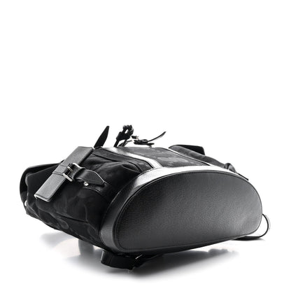 Monogram Jumbo GG Textured Dollar Calfskin Web Double Buckle Backpack Black