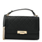 Grained Calfskin Quilted Medium Label Click Flap Bag Black