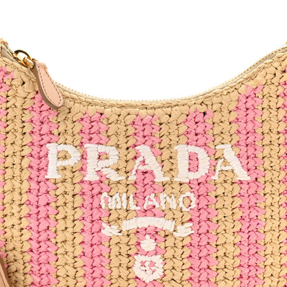 Yarn Raffia Effect Crochet Striped Re-Edition 2005 Shoulder Bag Naturale Petalo