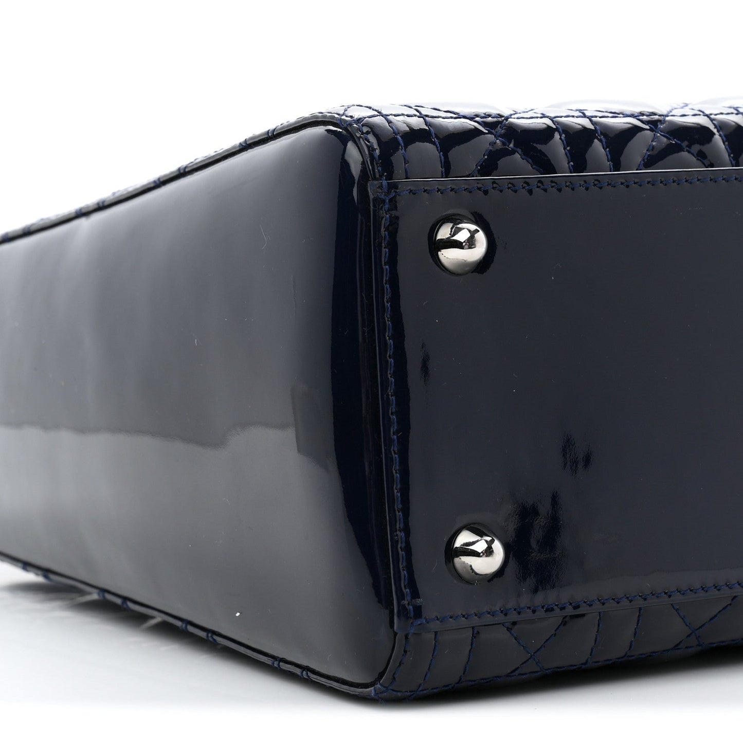 Patent Cannage Large Lady Dior Navy Blue