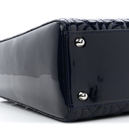 Patent Cannage Large Lady Dior Navy Blue