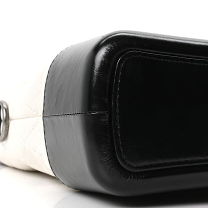 Aged Calfskin Quilted Medium Gabrielle Hobo Black White