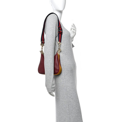 Aria Calfskin Web Small Attache Shoulder Bag Rosso Ancora