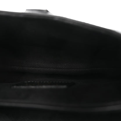 Grained Calfskin Mini Saddle Bag With Strap Black