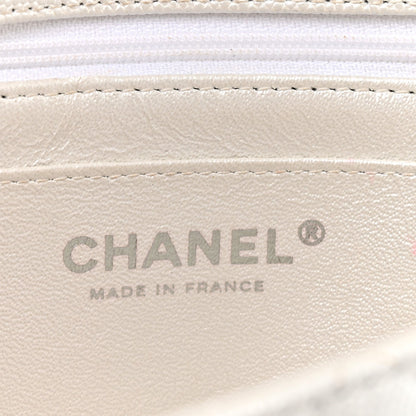 Metallic Caviar Quilted Mini Top Handle Rectangular Flap White