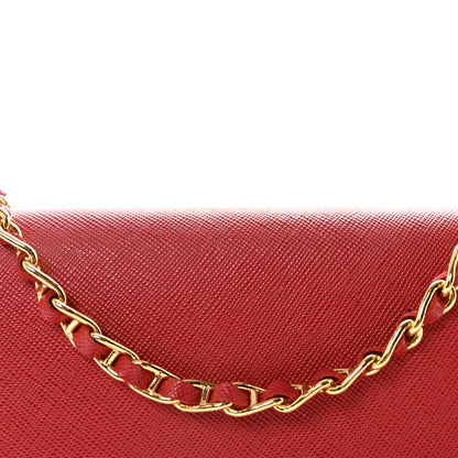 Saffiano Metal Oro Chain Wallet Fuoco