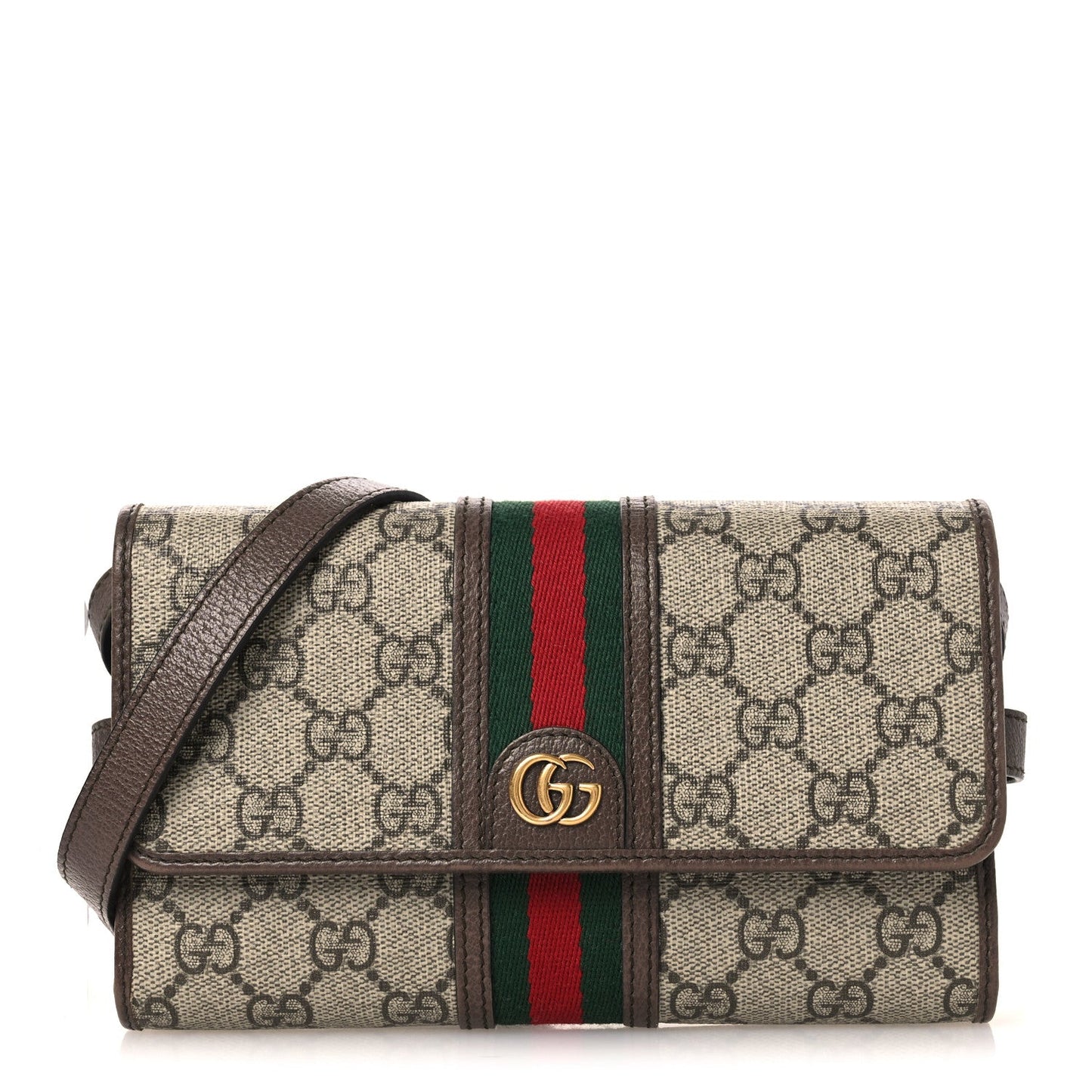 GG Supreme Monogram Web Ophidia Crossbody Wallet Beige New Acero