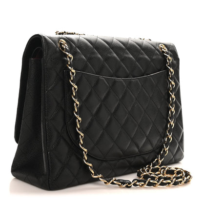 Caviar Quilted Maxi Double Flap Black
