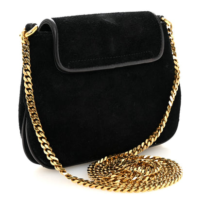 Suede Crystal 1973 Small Chain Shoulder Bag Black