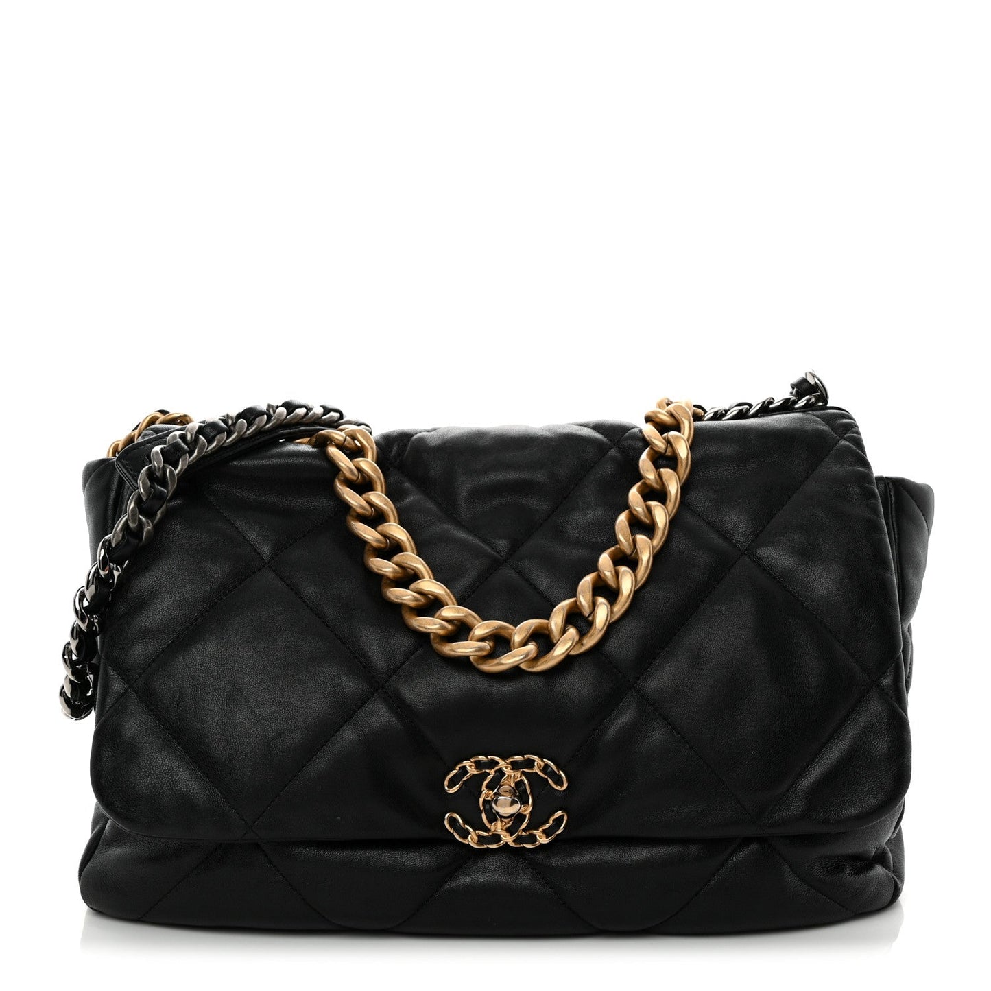Goatskin Quilted Maxi Chanel 19 Flap Black