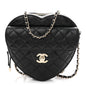 Lambskin Quilted Large CC In Love Heart Bag Black