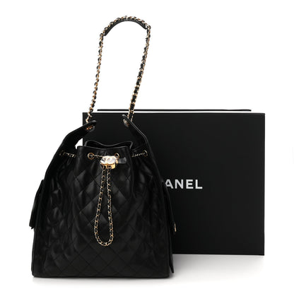 Caviar Quilted Medium Chanel 25 Handbag Black