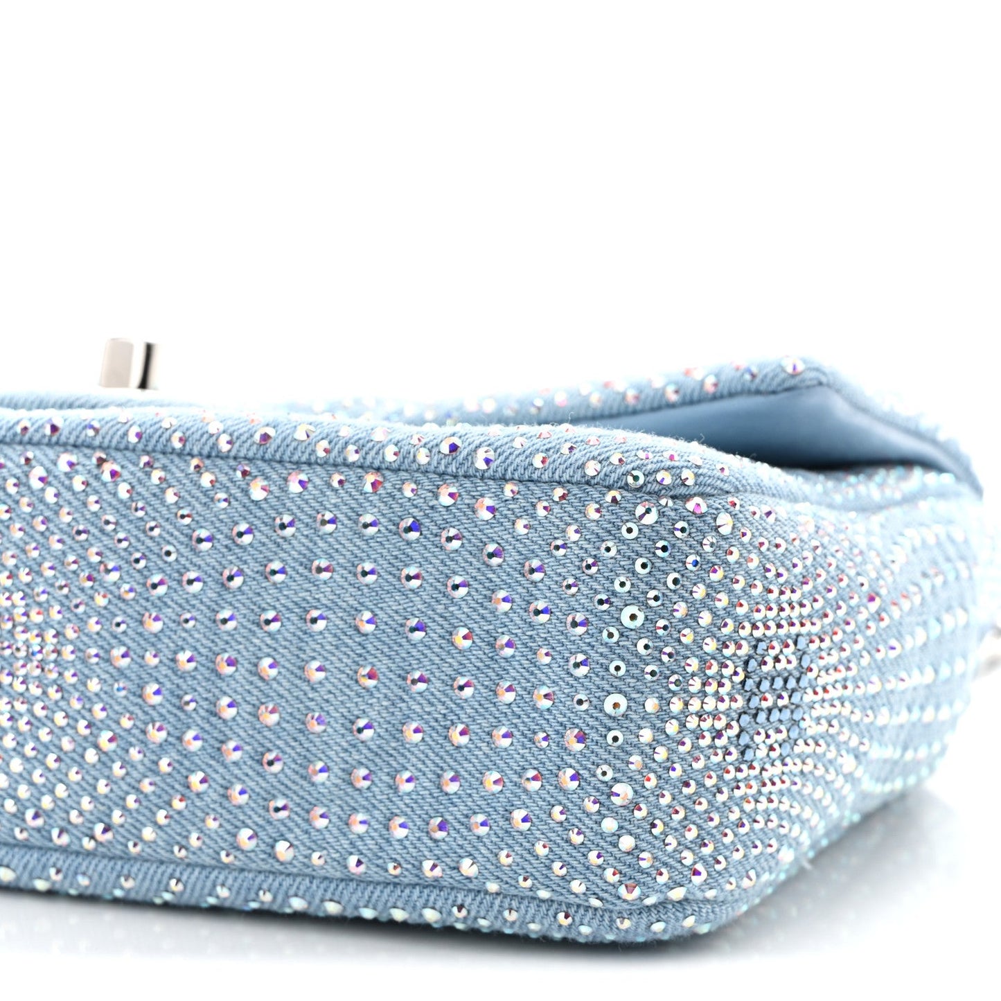 Denim Strass Evening Flap Bag Blue