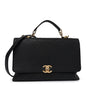 Caviar Diamond Stitched Top Handle Flap Black