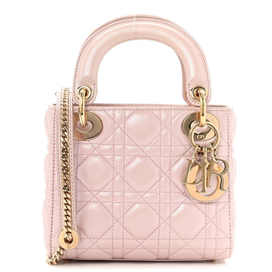 Metallic Lambskin Cannage Mini Lady Dior Lotus