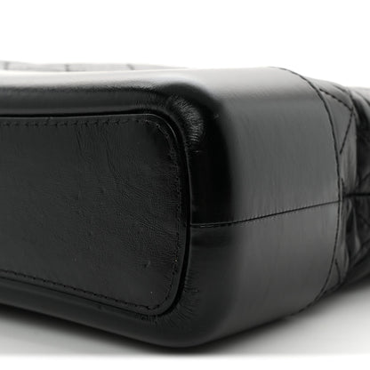 Aged Calfskin Quilted Medium Gabrielle Hobo Black