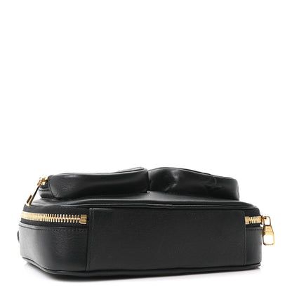 Calfskin Monogram Embossed Utility Crossbody Black