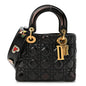 Crinkled Patent Cannage Small Lucky Badges My Lady Dior Black