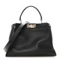 Vitello Dolce Shiny Nappa Plexglass Granite Medium Peekaboo Iconic Satchel Black