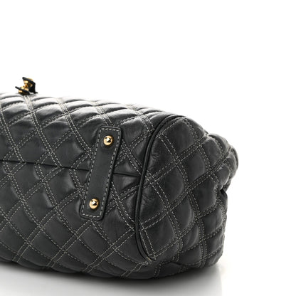 Calfskin Quilted Stam Dark Grey