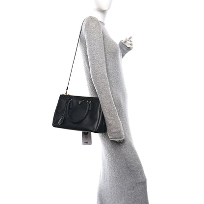 Saffiano Small Galleria Double Zip Tote Black
