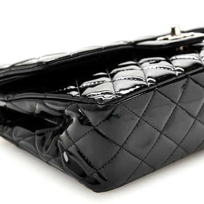 Patent Quilted Medium Double Flap Black