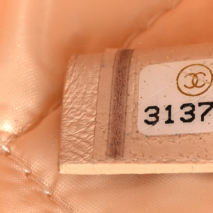 Lambskin Quilted Large Vanity Pouch Beige Clair