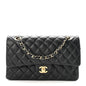 Lambskin Quilted Medium Double Flap Black