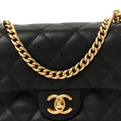 Caviar Quilted Mini Sweetheart Rectangular Flap Black