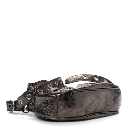 Metallic Agneau Arena Le Cagole Shoulder Bag XS Dark Bronze