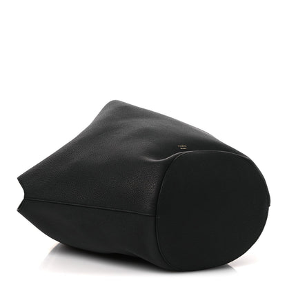 Pebbled Sport Calfskin Medium Lotus Tote Black