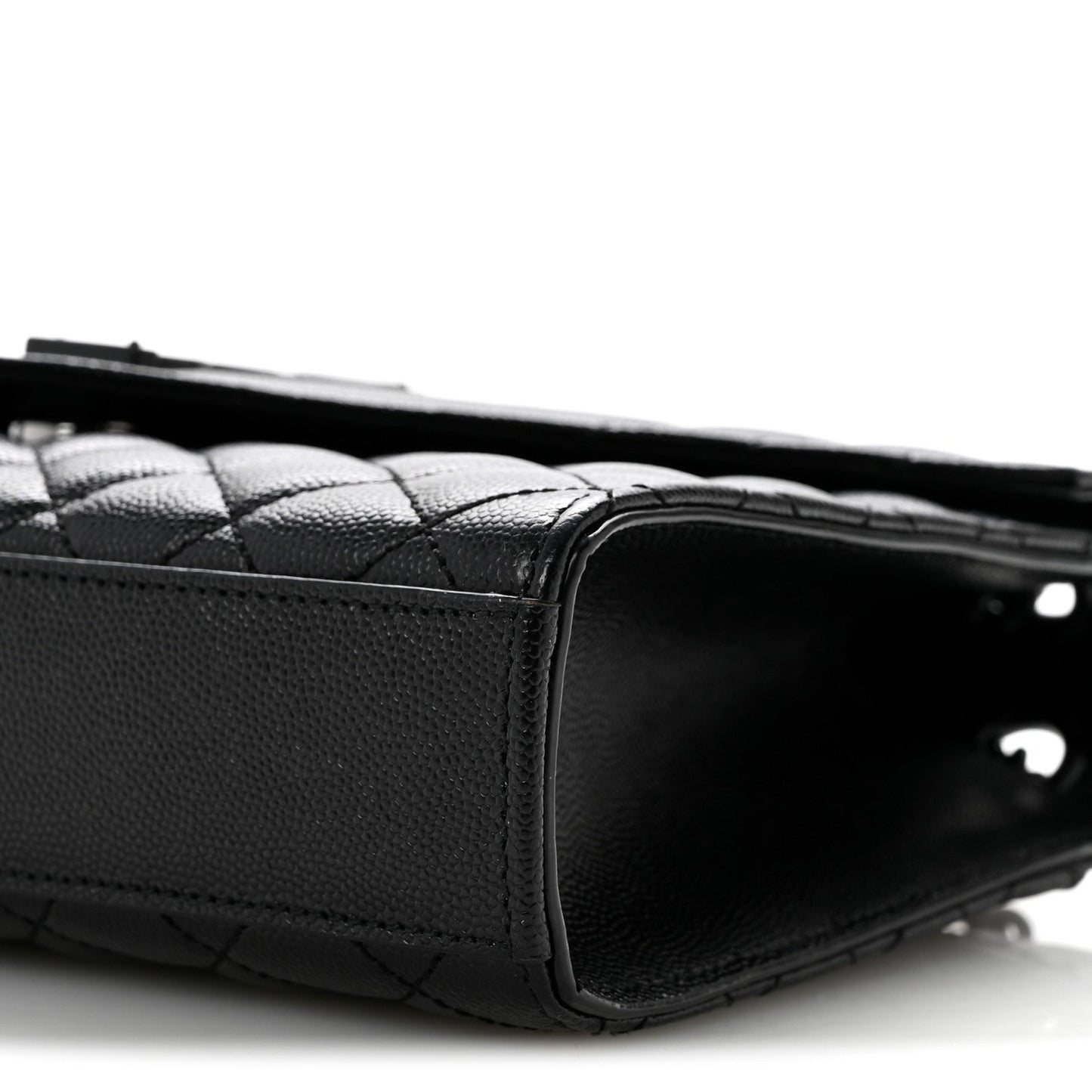 Grain De Poudre Textured Mixed Matelasse Triquilt Medium Monogram Monochrome Satchel Black