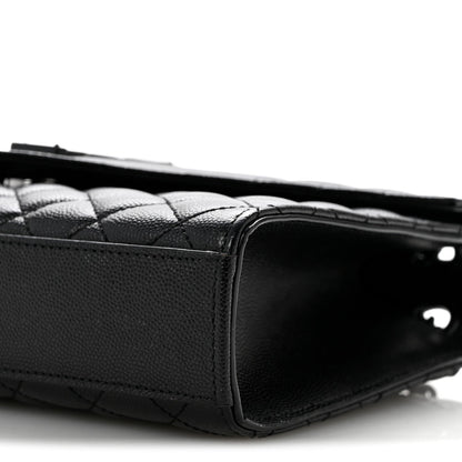 Grain De Poudre Textured Mixed Matelasse Triquilt Medium Monogram Monochrome Satchel Black