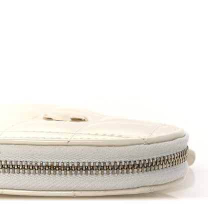 Patent Calfskin Resin Quilted CC Heart Clutch With Chain Black