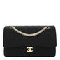 Jersey Quilted Medium Bijoux Chain Double Flap Black