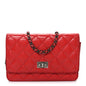 Glazed Calfskin Quilted Reissue Wallet On Chain WOC Red