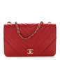 Calfskin Chevron Quilted Large Statement Flap Red