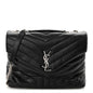Calfskin Y Quilted Monogram Medium Loulou Chain Satchel Black