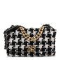 Tweed Quilted Large Chanel 19 Flap Black Ecru White