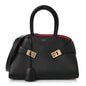 Calfskin Medium Hug Soft Bicolor Shoulder Bag Black Flame Red