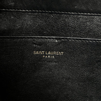 Grained Lambskin Cassandre Envelope Pouch Black