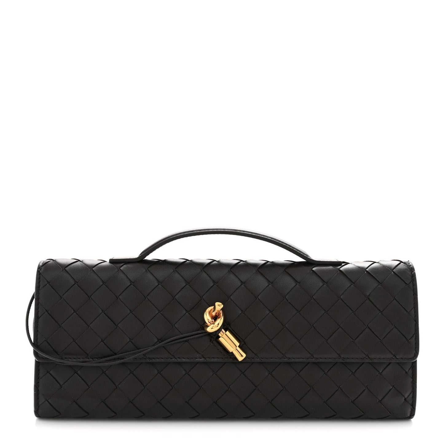 Nappa Intrecciato Long Andiamo Top Handle Clutch Fondant