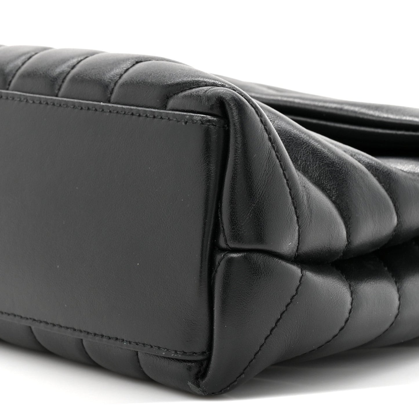 Calfskin Y Quilted Monogram Small Loulou Chain Satchel Black