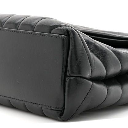 Calfskin Y Quilted Monogram Small Loulou Chain Satchel Black
