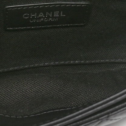 Calfskin Quilted CC Uniform Flap Belt Bag Black