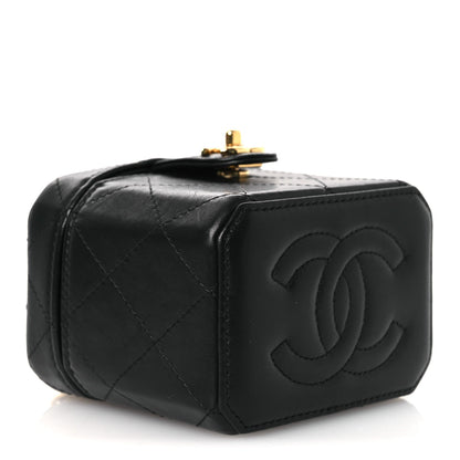 Lambskin Quilted Vanity Clutch With Chain Black