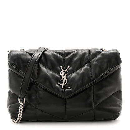 Lambskin Quilted Toy Loulou Puffer Monogram Chain Satchel Black
