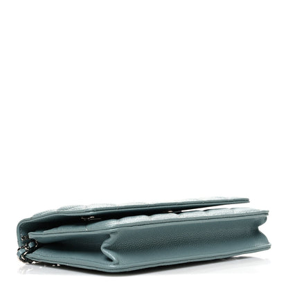 Caviar Quilted Wallet on Chain WOC Blue