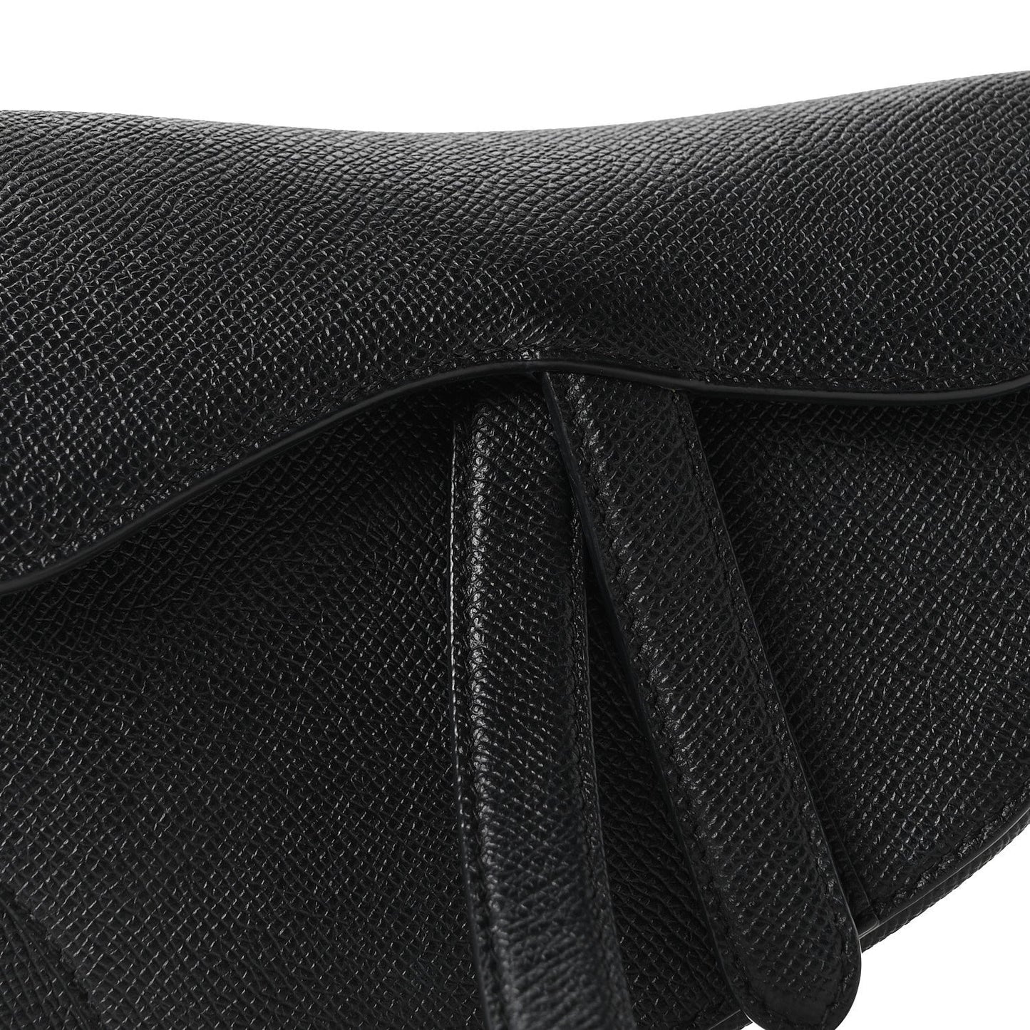 Grained Calfskin Mini Saddle Bag Black